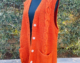 Orange Knitted Vest | Etsy Orange Knitted Vest | Etsy
