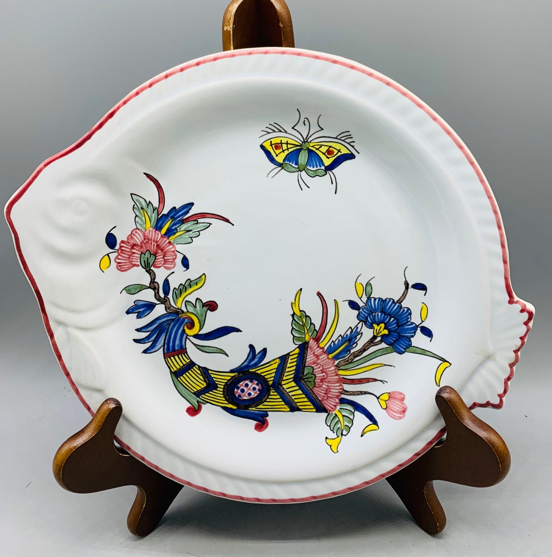 French Faience Fish Shaped Dinner Plates Etsy