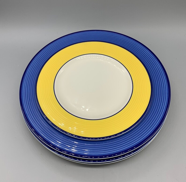 Pagnossin PGN78 Blue Dinner Plates and Yellow Salad Plates Etsy