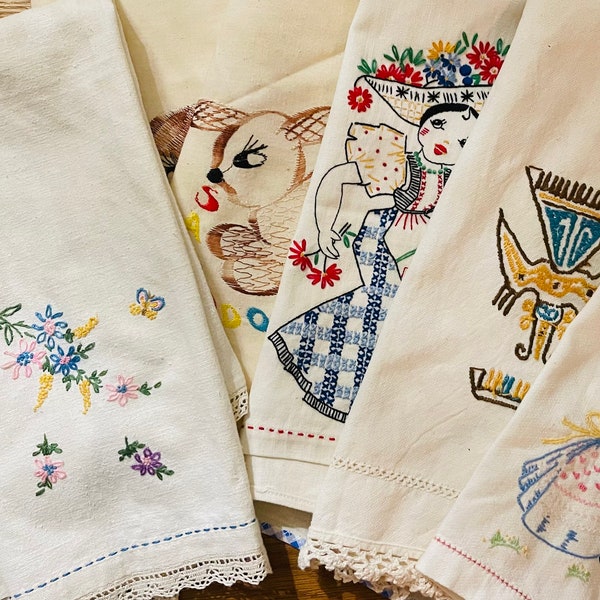 Vintage Household Linens/ Vintage Kitchen Tea Towels, Guest Towels, Hand Towels Etc Sold Individually