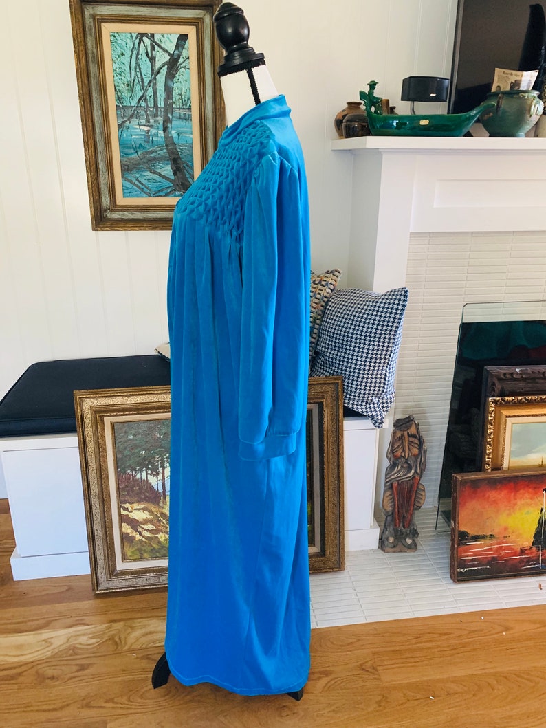 Vintage Turquoise Velour Robe Styled By Saybury/ 1970s Zip Up | Etsy