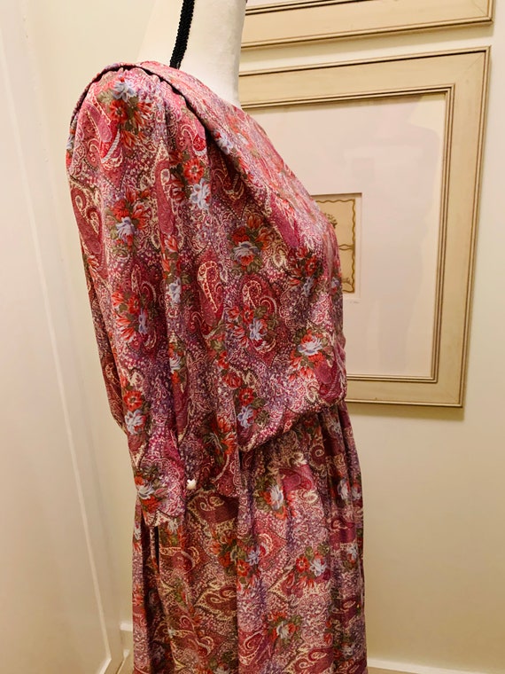 Vintage 1980’s Pink Paisley Dress - image 4