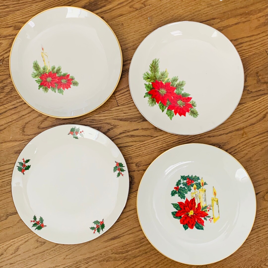 Mismatched Set of 4 Vintage Christmas Dinner Plates From Etsy