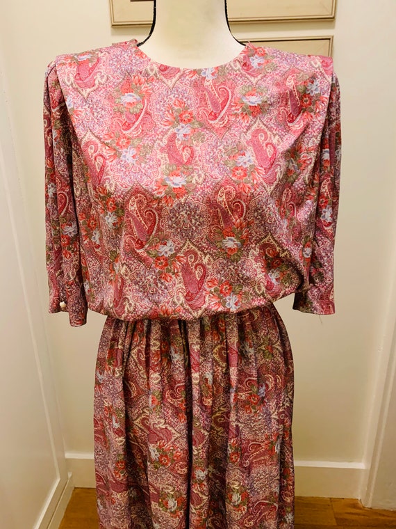 Vintage 1980’s Pink Paisley Dress - image 2