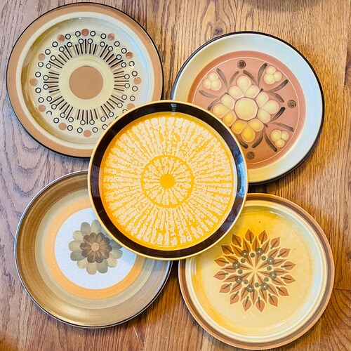 Mismatched Set of 5 Vintage Stoneware Dinner Plates Etsy