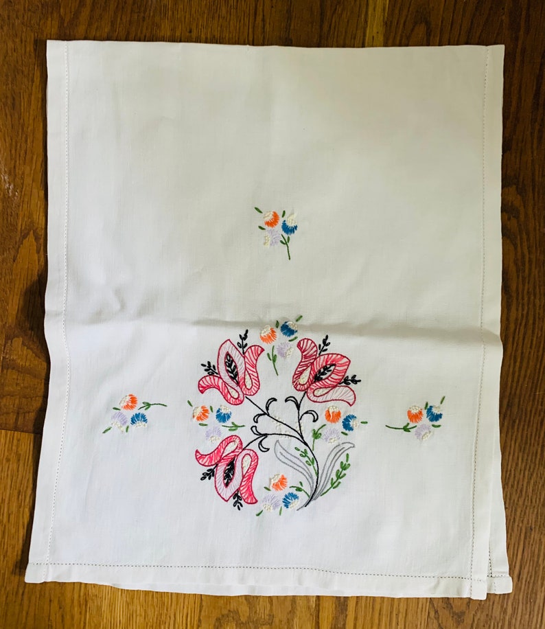 Vintage Embroidered Household Linens/ Floral Table Runners/ Etsy