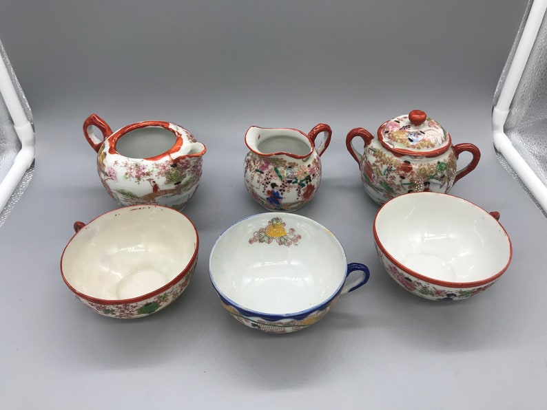 Kutani Satsuma Eggshell Geisha Tea Set of 6 Pieces Etsy