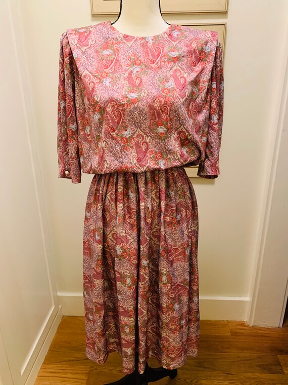 Vintage 1980’s Pink Paisley Dress - image 9