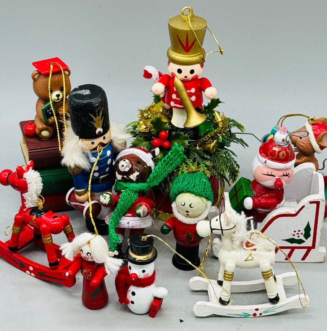 Vintage Wooden Christmas Ornaments Sold as A Set Etsy