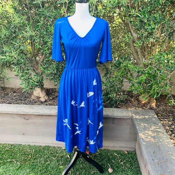 1970’s Blue Alfred Shaheen Dress