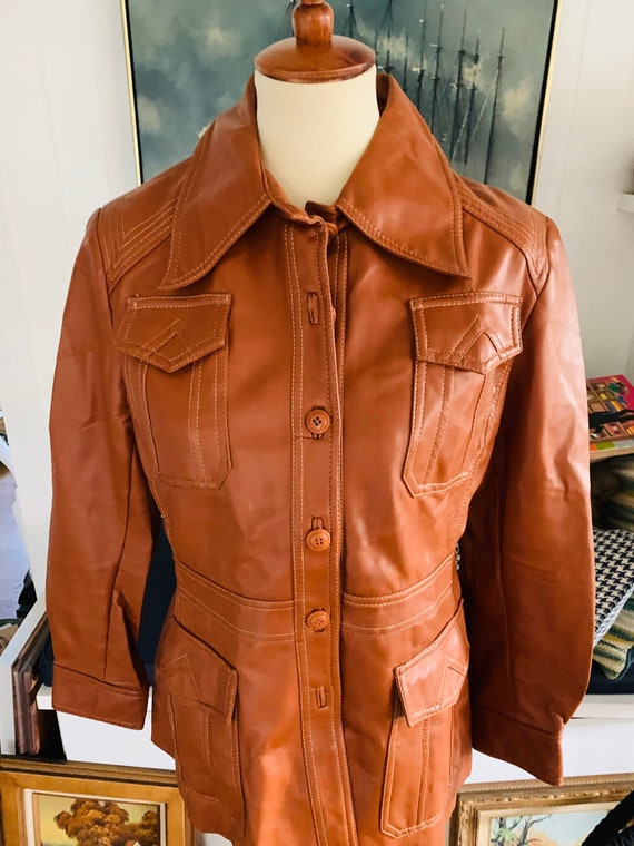 Vintage 1970’s Bottom Line Brown Vinyl Jacket - image 2