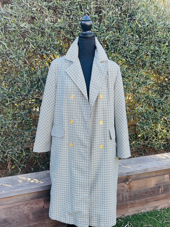 Vintage Casual Weather Plaid Trench Coat - image 4