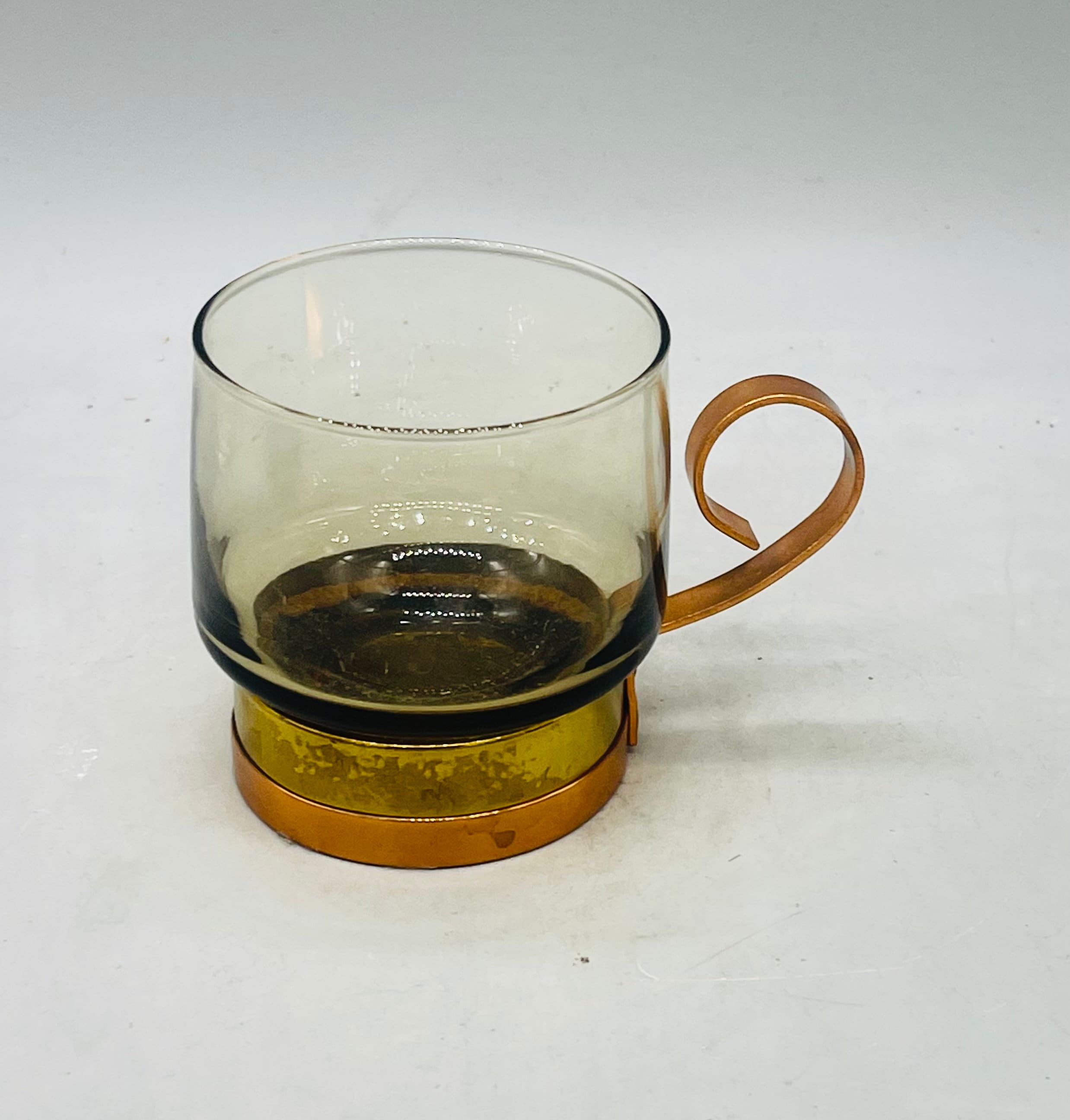 Mismatched Set of 8 Vintage Drinking Glasses in Orange and Brown