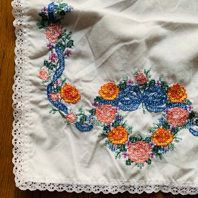 Vintage Embroidered Household Linens Etsy