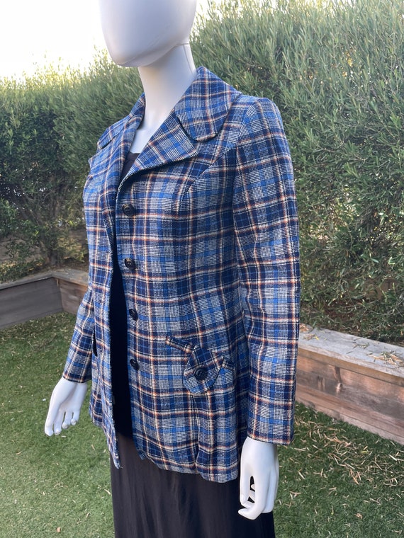 Pendleton Vintage Blue Plaid Wool Blazer - image 4