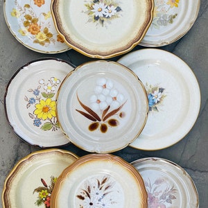 Create Your Own Mismatched Set of Floral Stoneware Salad Plates- Plates Sold Individually