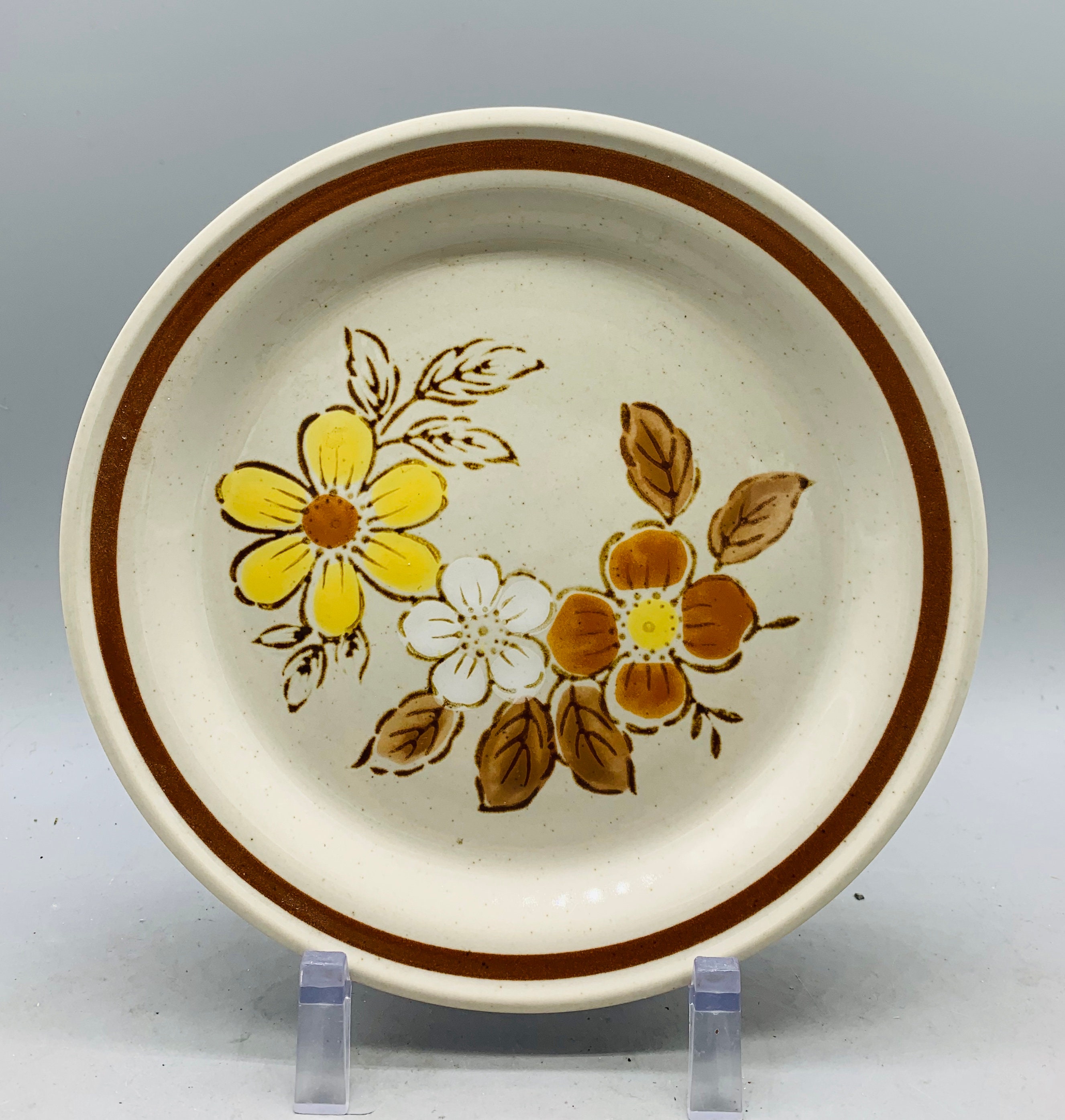 Mismatched Set of 4 Floral Stoneware Salad Plates Etsy