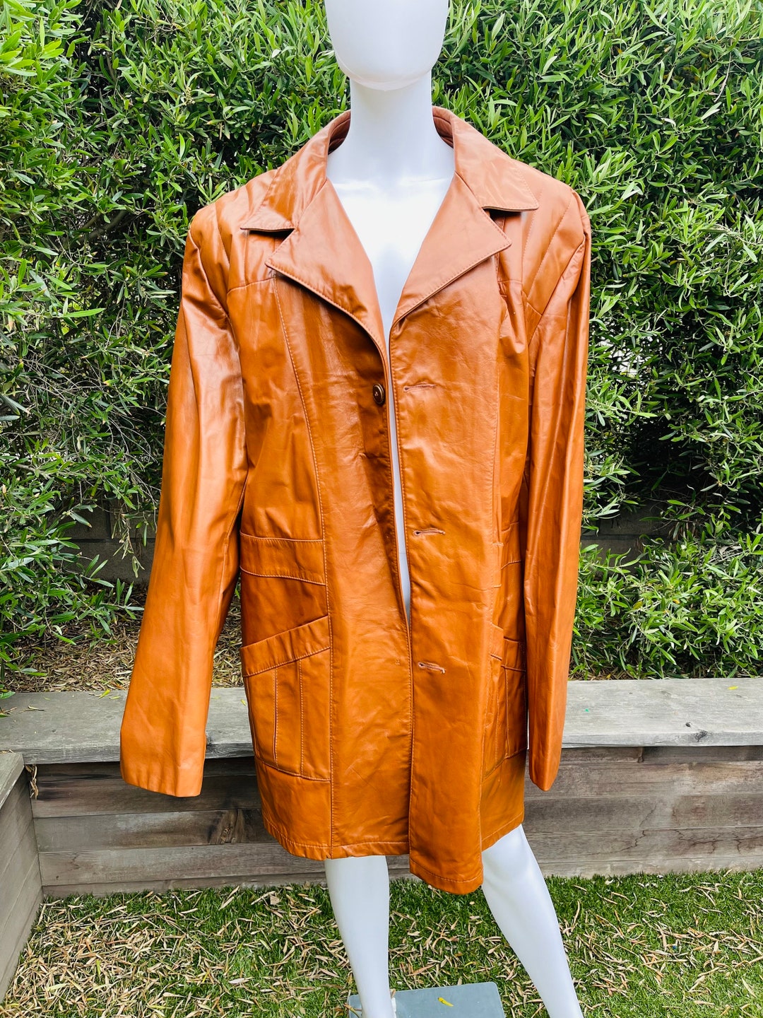 Vintage Mens XL Faux Leather Jacket Etsy