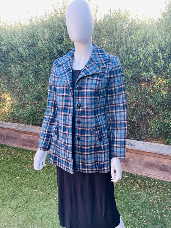 Pendleton Vintage Blue Plaid Wool Blazer - image 10