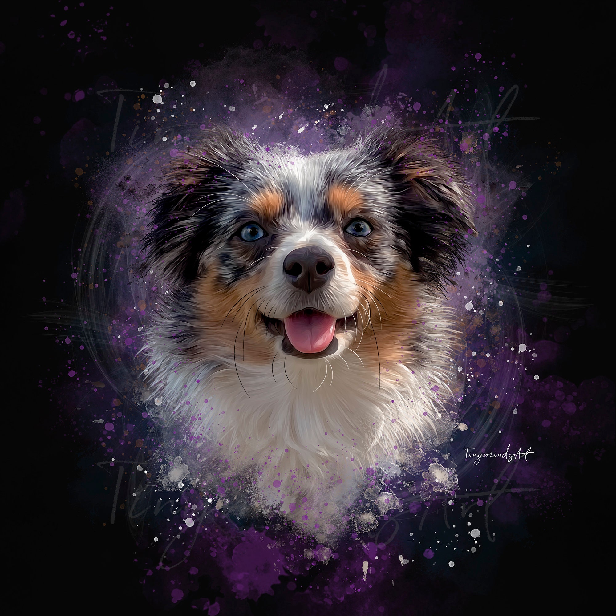 Custom Pet Portrait Galaxy Style Pet Memorial Portrait Pet Etsy UK
