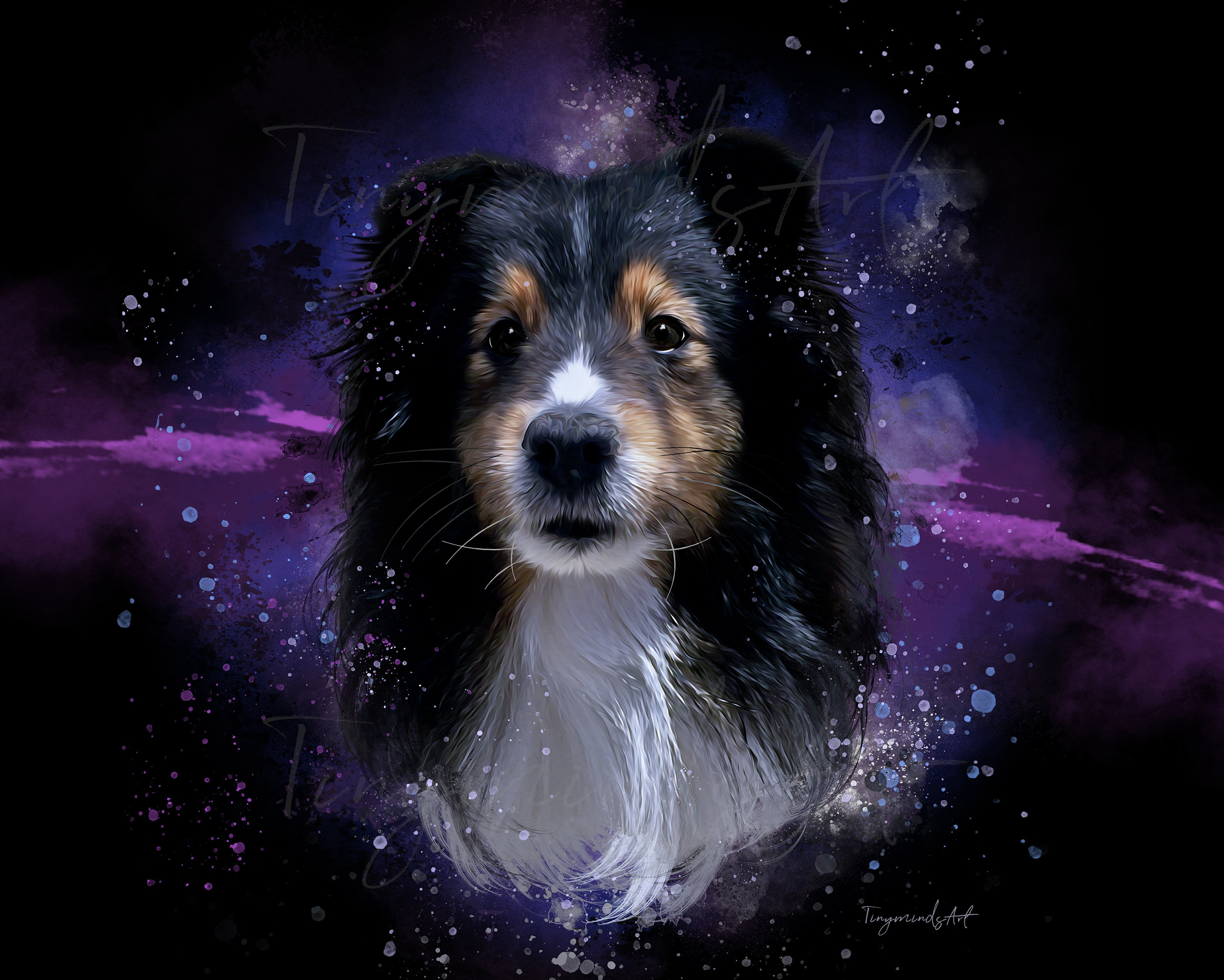 Custom Pet Portrait Galaxy Style Pet Memorial Portrait Pet Etsy UK