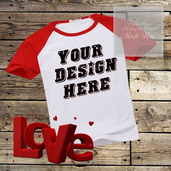 Download Free Red Raglan Valentines T-Shirt Mockup Blank Shirt ...