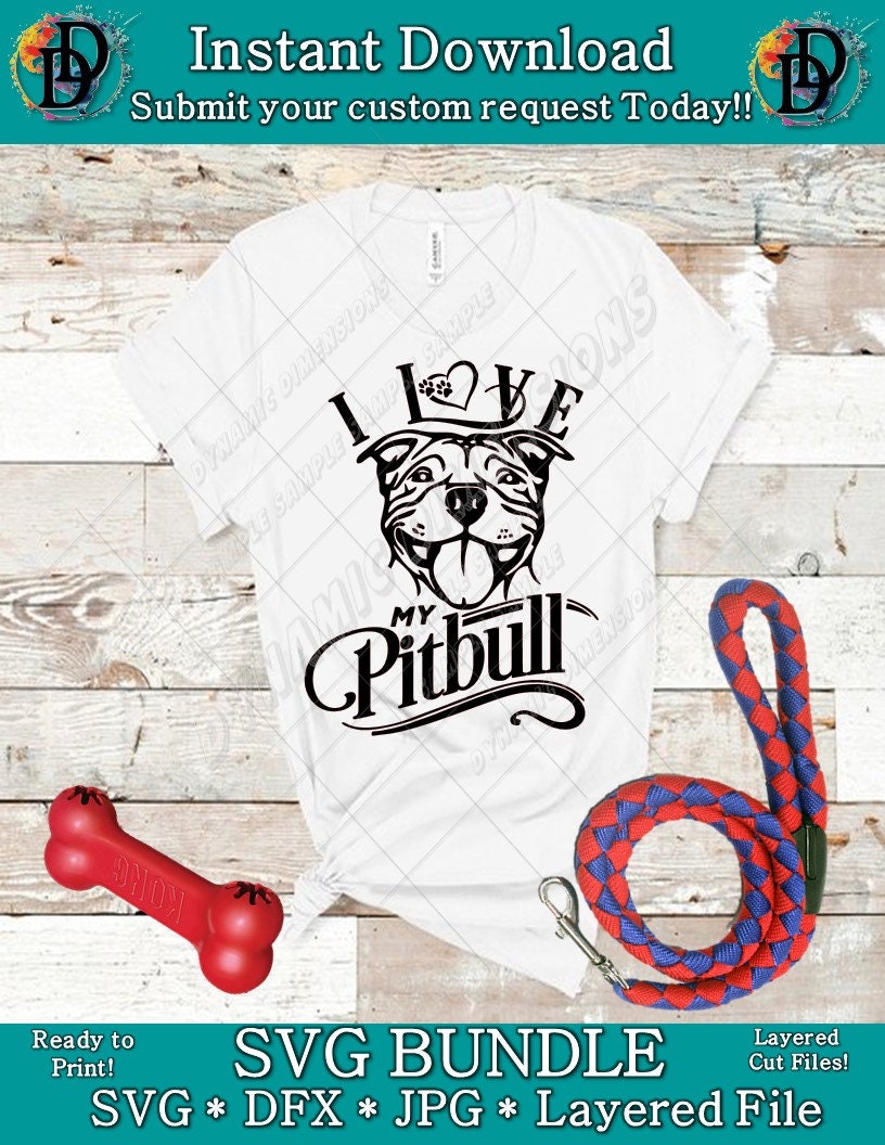 Download Love my Pitbull Peeking Dog-SVG Cut File-Use with ...