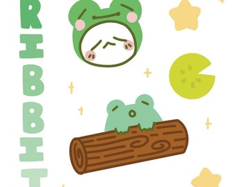 3x6in Clear Sticker Sheet ( Frogs )