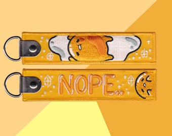 Lazy Egg "Nope" embroidery key tag / jet tag/ keychain