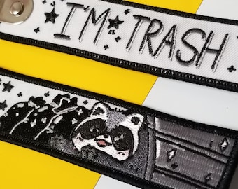 I'm Trash Raccoon Embroidery Keychain