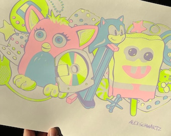 Serigrafía nostálgica de los años 90/2000