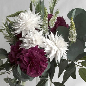 LARGE Braut Krepp-Papier Bouquet Replik Jahrestag Hochzeitsgeschenk Benutzerdefinierte Handgemalte Mama Nelke Papierblumen