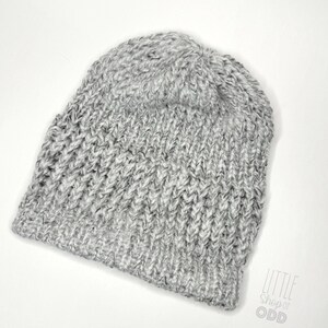 Light Gray Handmade Beanie Knitted Hat Adult Comfy Soft