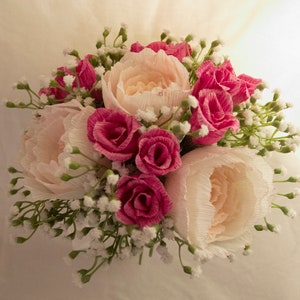 Bridal Crepe Paper Bouquet Replica Anniversary Wedding Gift Custom Hand Painted 17pcs