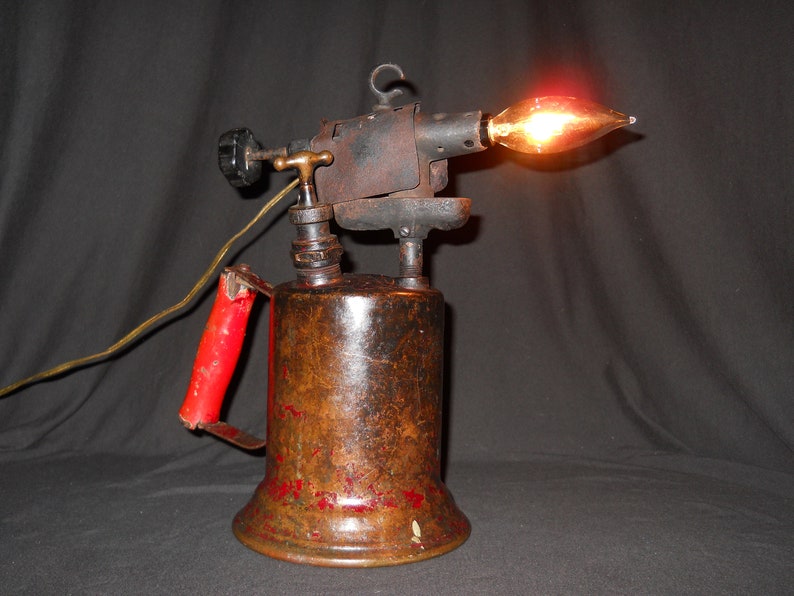 White Gas Blow Torch Electric Lamp Vintage Patina Flicker Etsy