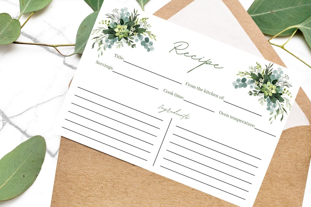 Bridal Shower Recipe Card, Printables, Instant Download, Wedding Games ...