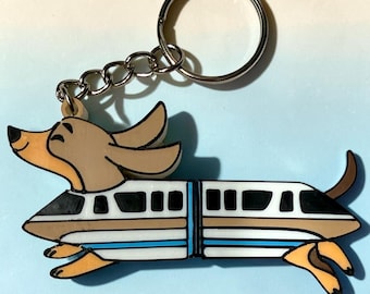 Monorail Dog Keychain Halloween Keychain Collection Theme Park Dachshund Costume Gift