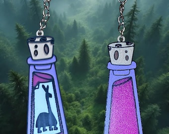 Kuzco’s Poison Keychain | Emperor’s New Groove Inspired Potion Bottle Charm | Double Sided 3D Printed Cartoon Gift