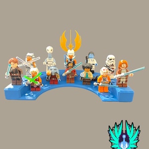 LEGO Minifigure Display Stand | 3D Printed Semi-Circle Stand for 20 Minifigs | Logo Options | Interchangeable Emblems | LEGO