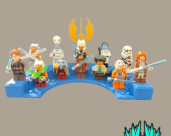 Półokrągła podstawka na 20 minifigurek LEGO Minifig, drukowana w 3D | Opcje logo | Wymienne emblematy
