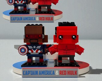 Soporte de exhibición BrickHeadz de Capitán América y Hulk Rojo, soporte de montaje doble