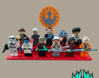 LEGO Minifig 3D Printed Rectangular Stand for 11 & 12 Minifigs | Star Wars Interchangeble Logos