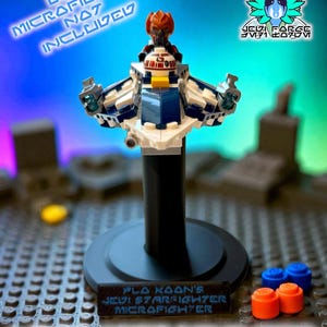 LEGO Microfighter Display Stand with Rotating Base | Adjustable Height Columns & Custom Name Plate | Perfect Gift for LEGO Star Wars Fans