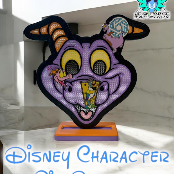 Disney Character Pin Display Boards – 3D Printed Figment — Cheshire Cat — Baymax — Oogie Boogie