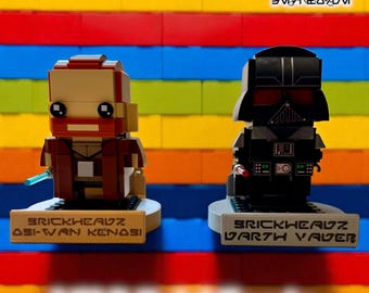 Soporte de pared flotante LEGO BrickHeadz con placa identificativa / Regalo de Star Wars para fans y coleccionistas