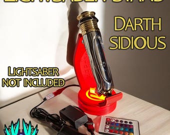 Minimalist LED Lightsaber Stand: Darth Sidious Vertical Display