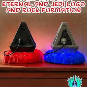 LED Sith Wayfinder Stand with Eternal Sith and Jedi Logo with Rock Feature (Star Wars, Starcruiser, Jedi, Sith, Perfect Gift)