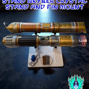Reclaimed and Reforged Lightsaber Stand with Kyber Crystal and Pin Mount | Dual Hilt Display