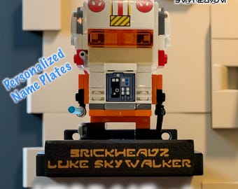 Soporte de pared flotante personalizado para LEGO BrickHeadz / Exhibidor de placa con nombre personalizado / Para fans y coleccionistas de LEGO