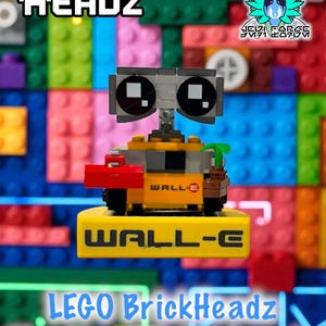Custom LEGO BrickHeadz Wall Mount Display Stand for WALL-E and EVE | Floating Shelf Holder with Name Plate | Pixar Decor for Home Office